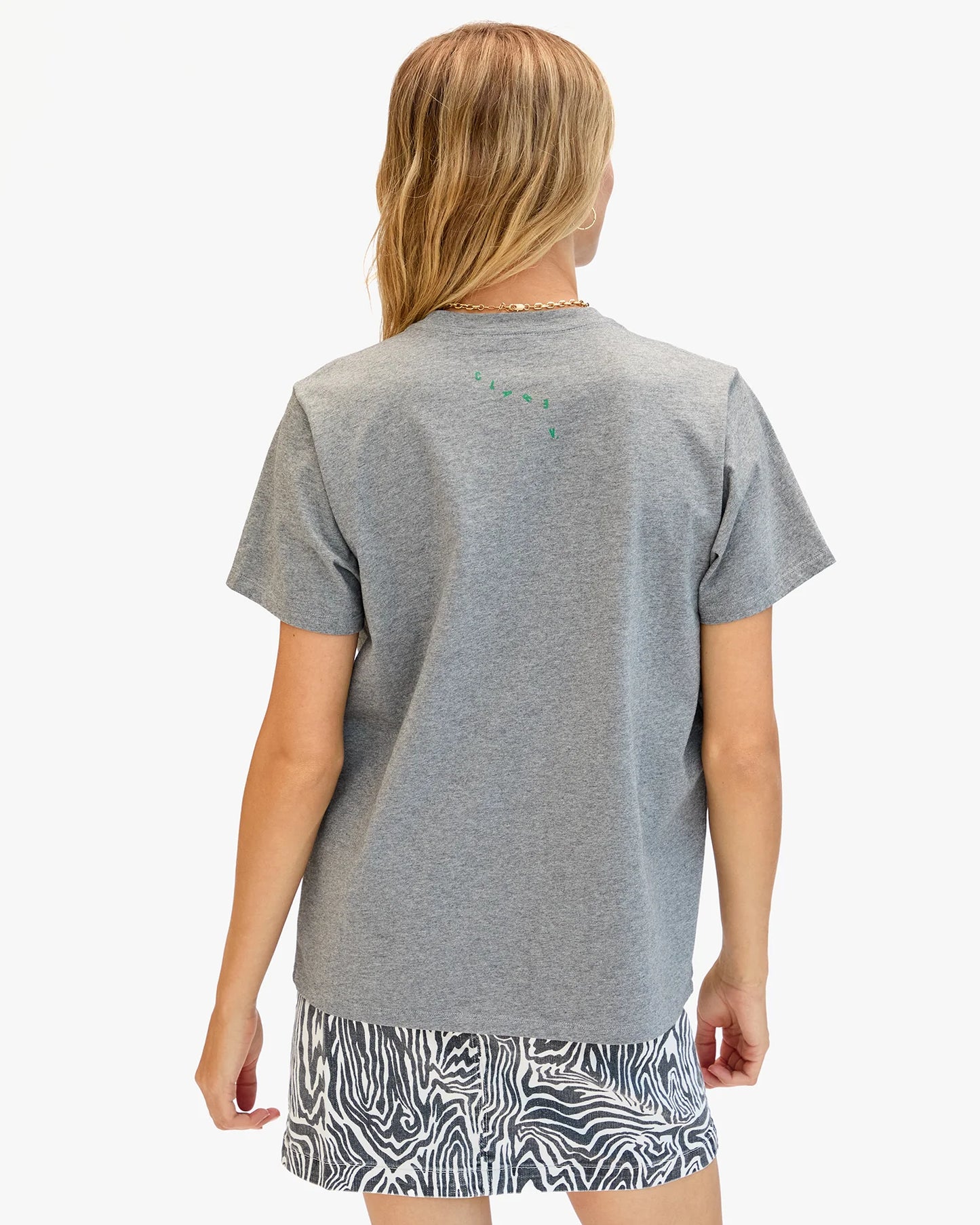 Clare V. - Original Tee - Grey Melange w/ Green Apple/Cream Snake