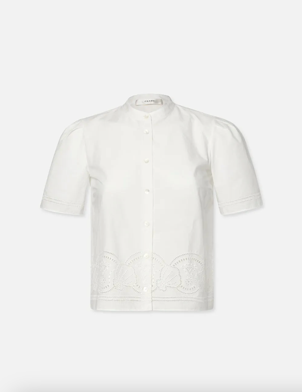 FRAME - Embroidered Short Sleeve Shirt - White