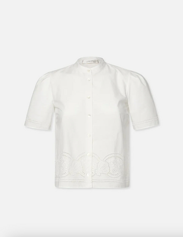 FRAME - Embroidered Short Sleeve Shirt - White