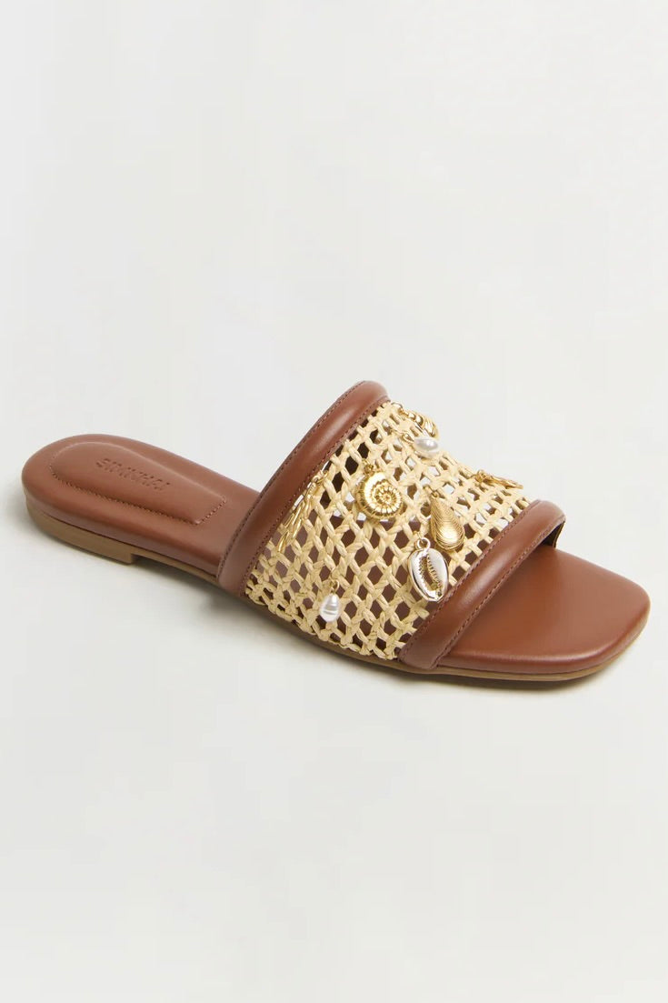 Caspian Raffia Netted Flat Sandal