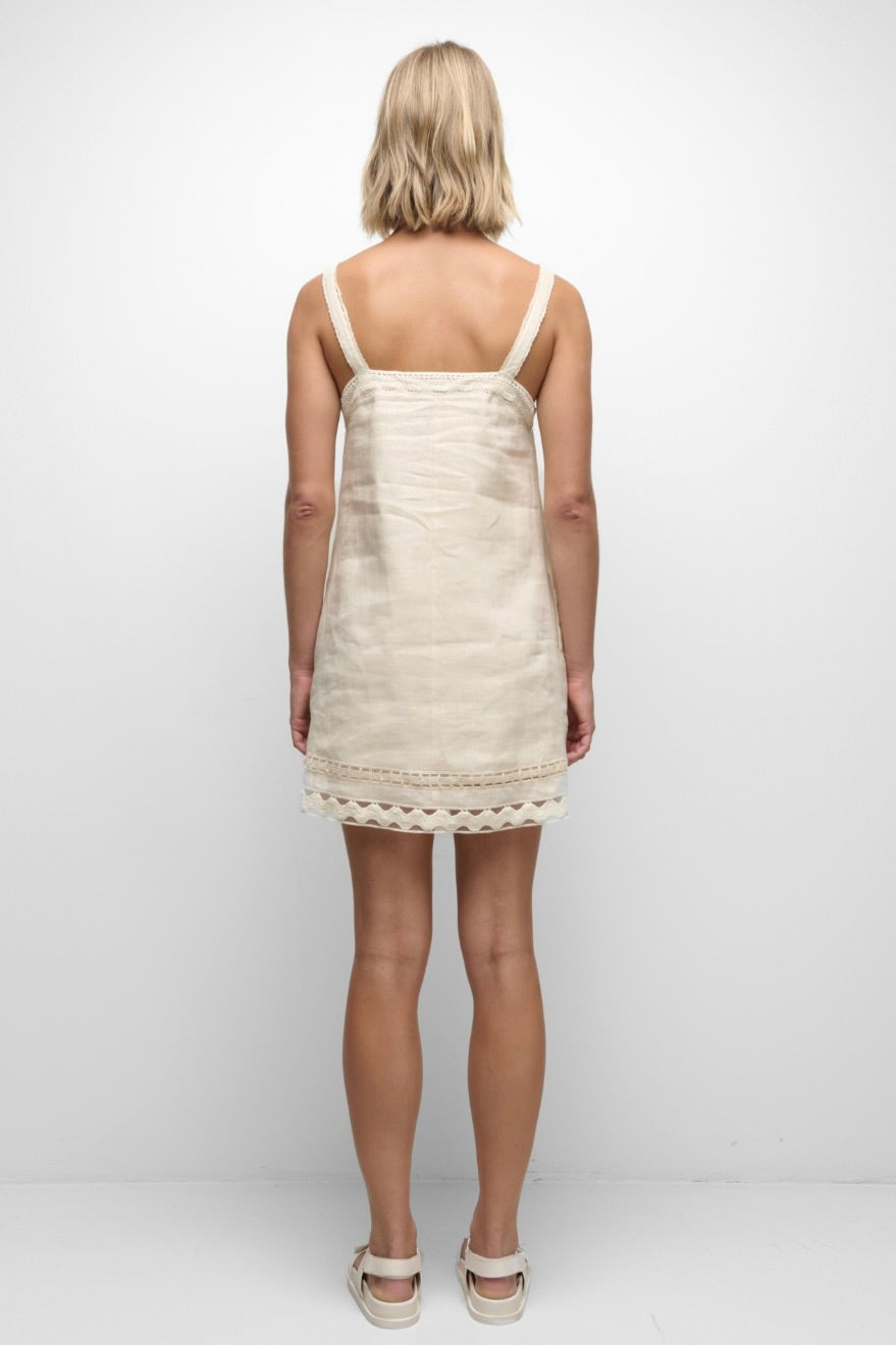 Jasmine Linen Lace Mini Dress