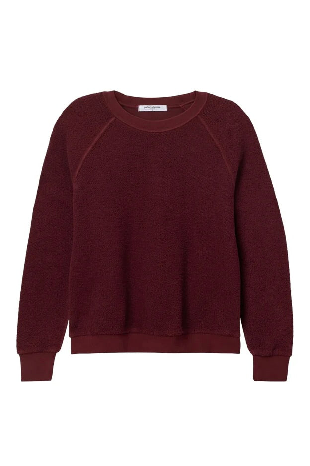 Ziggy Reverse Fleece Crew - Dark Burgundy