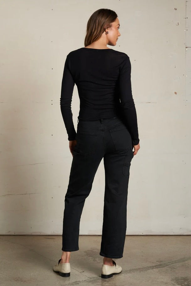 Angie Scoop Neck Long Sleeve - Black