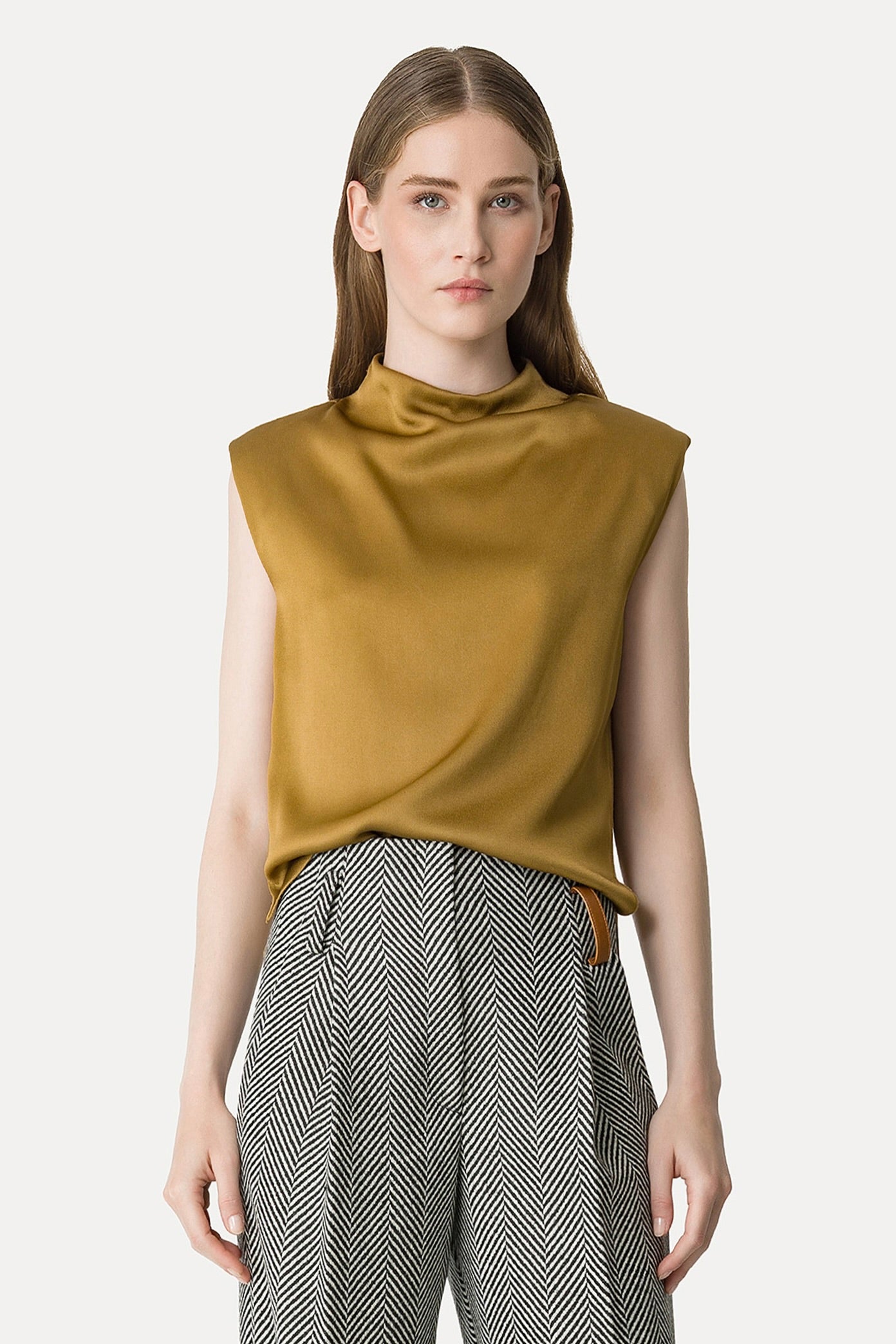 Envers Satin Funnel Neck Top