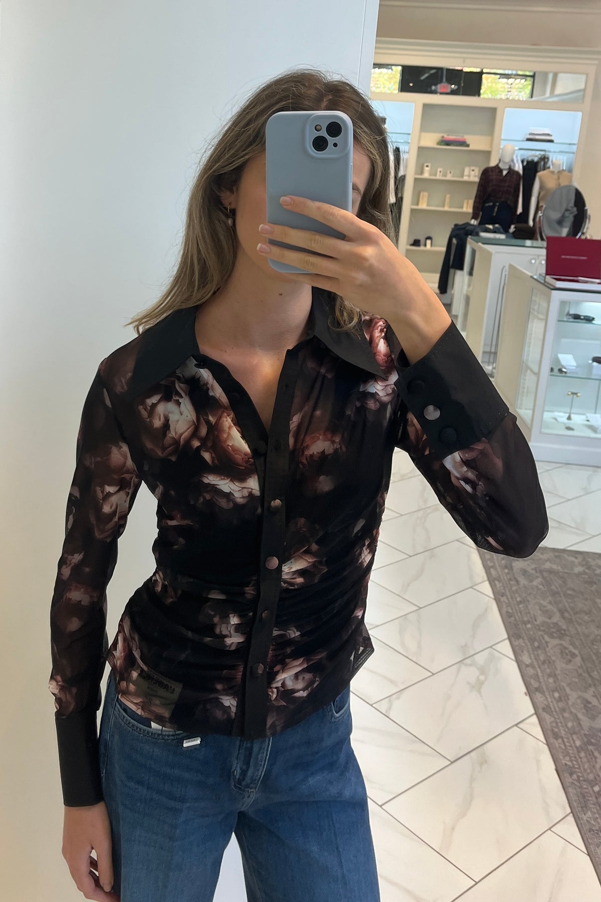 Isola Mesh Button Up Top