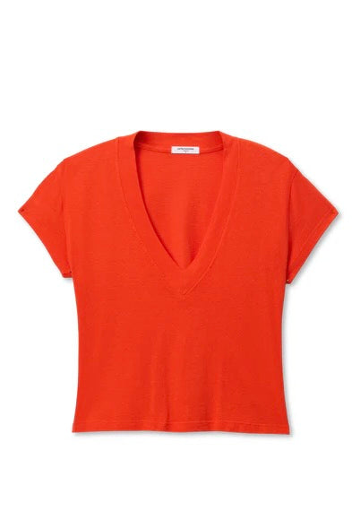 Alanis Cotton V-Neck Tee - Tomato