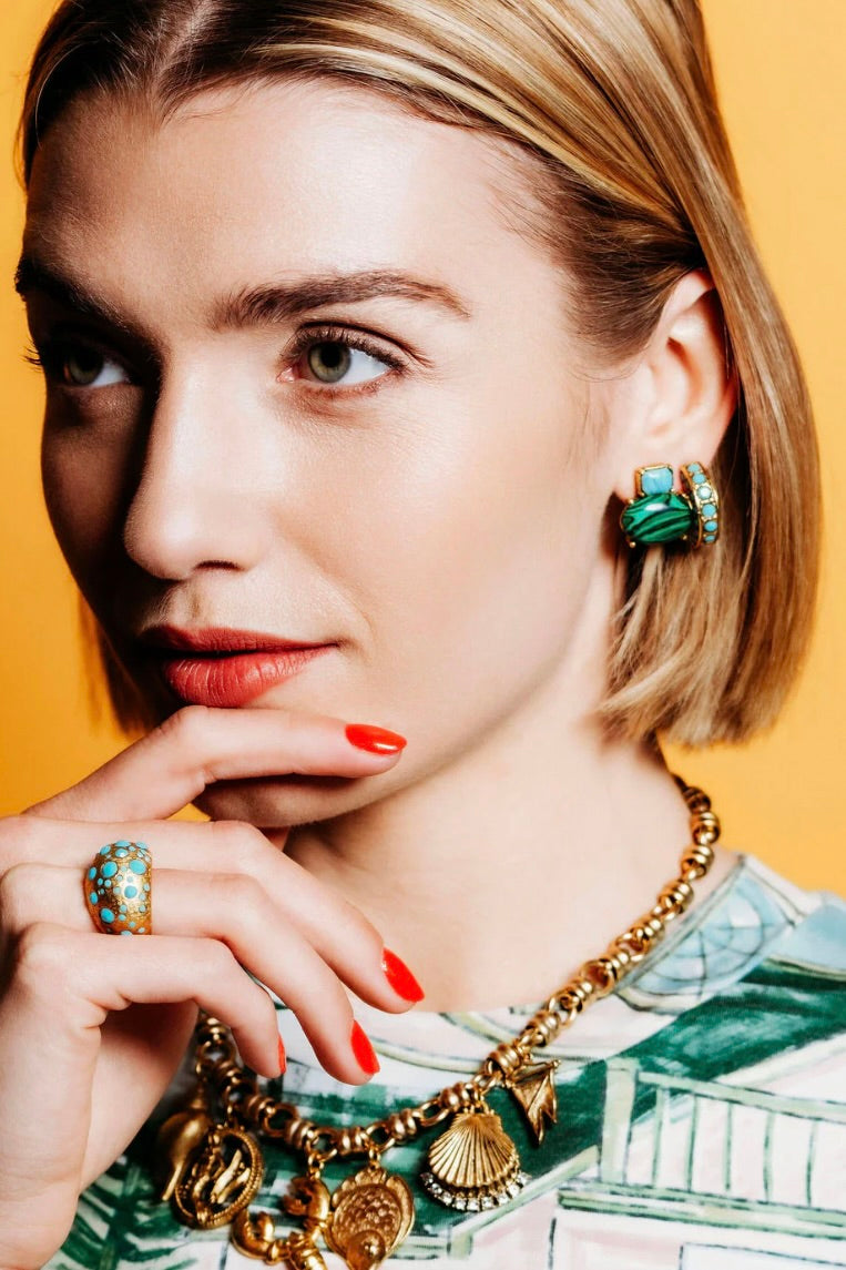 Grazie Earrings - Turquoise Green