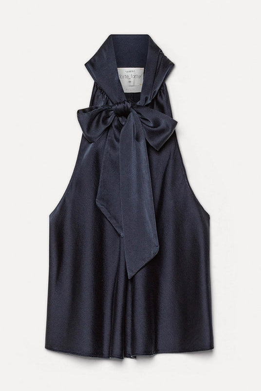 Silk Satin Bow-Tie Top