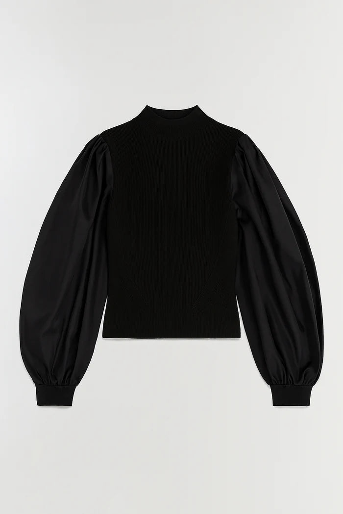 SIMKHAI - Jackie Taffeta Knit Top - Black