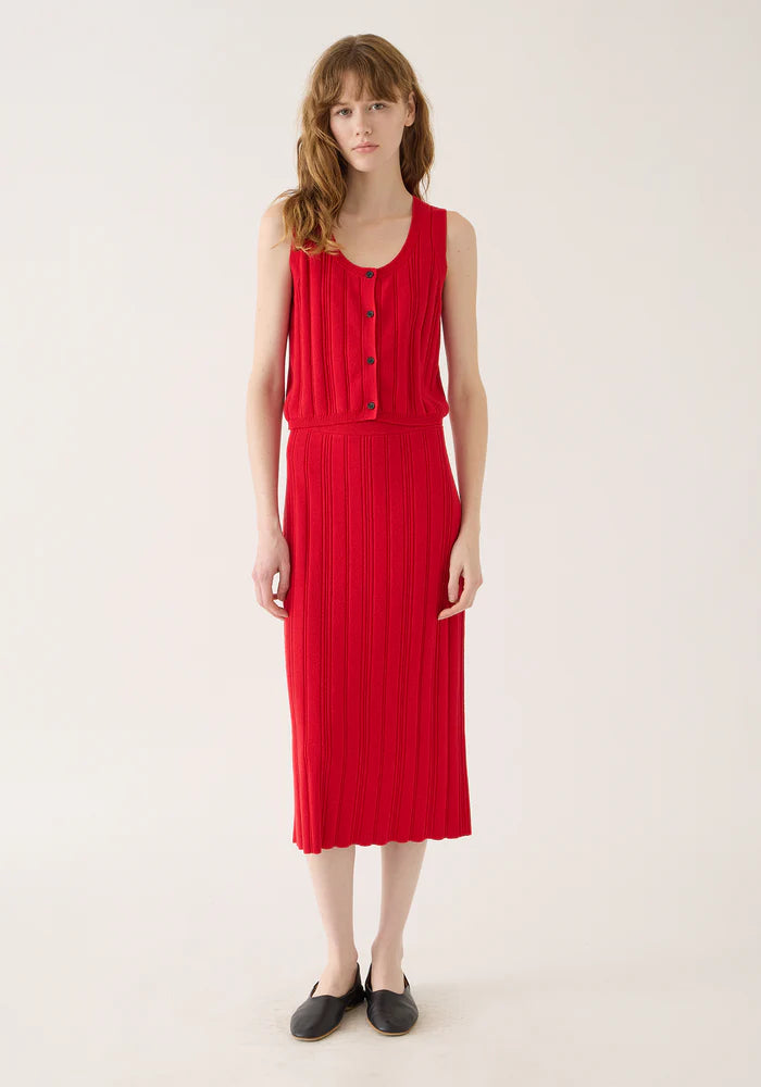DEMYLEE - Qiyana Cotton Linen Skirt - Scarlet