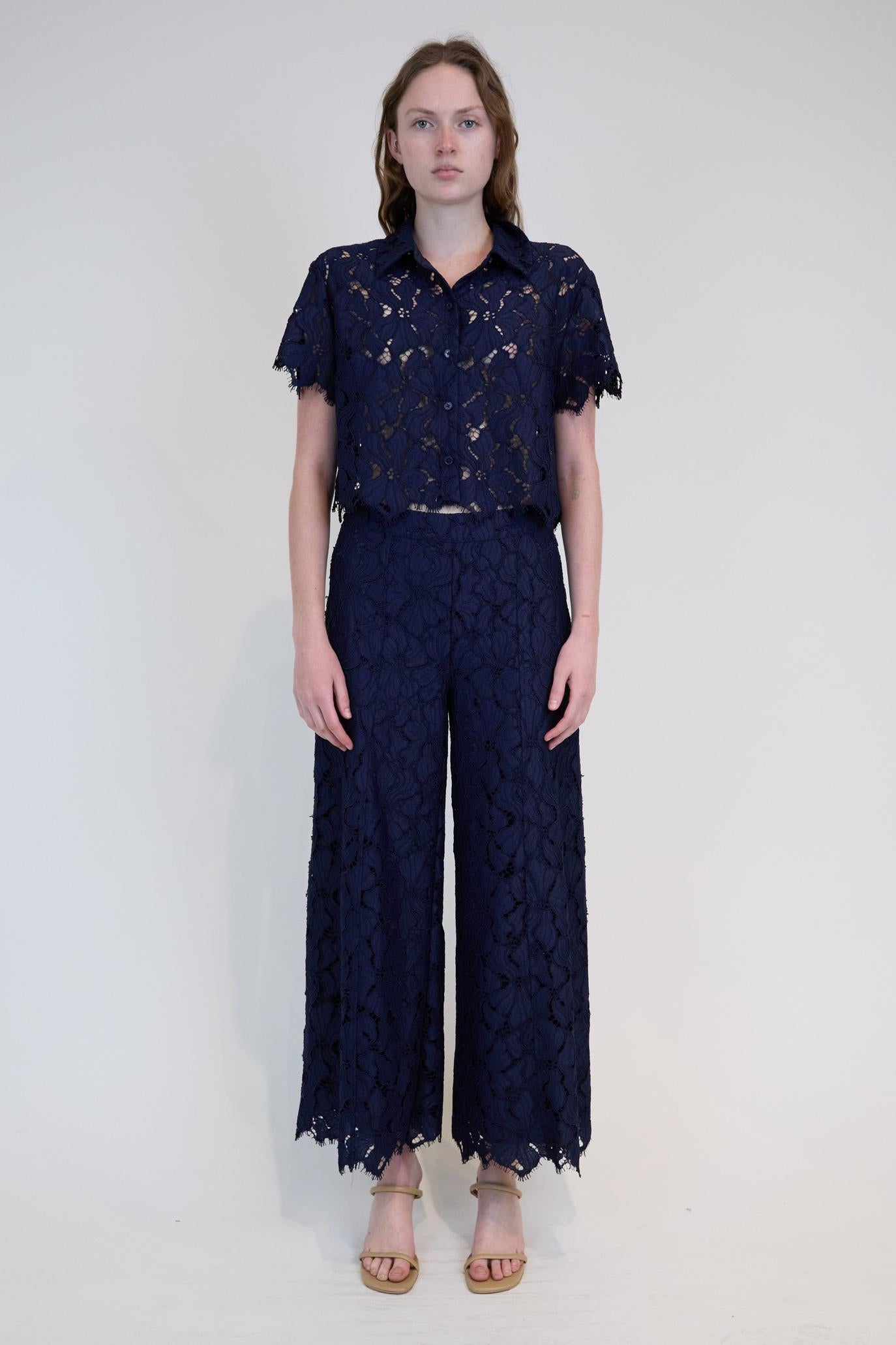 SIMKHAI - Marjorie Lace Camp Shirt - Midnight