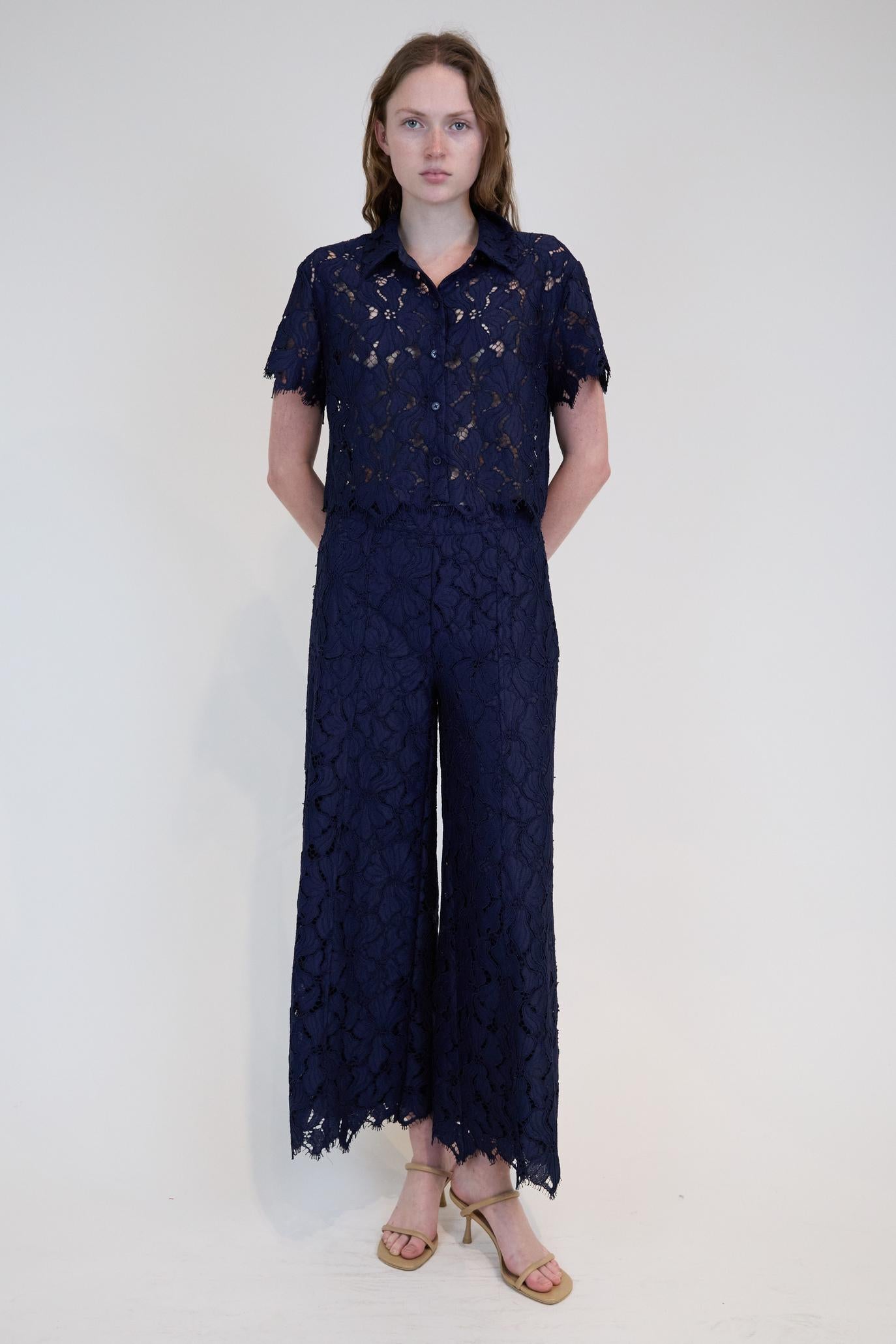 SIMKHAI - Marjorie Lace Camp Shirt - Midnight