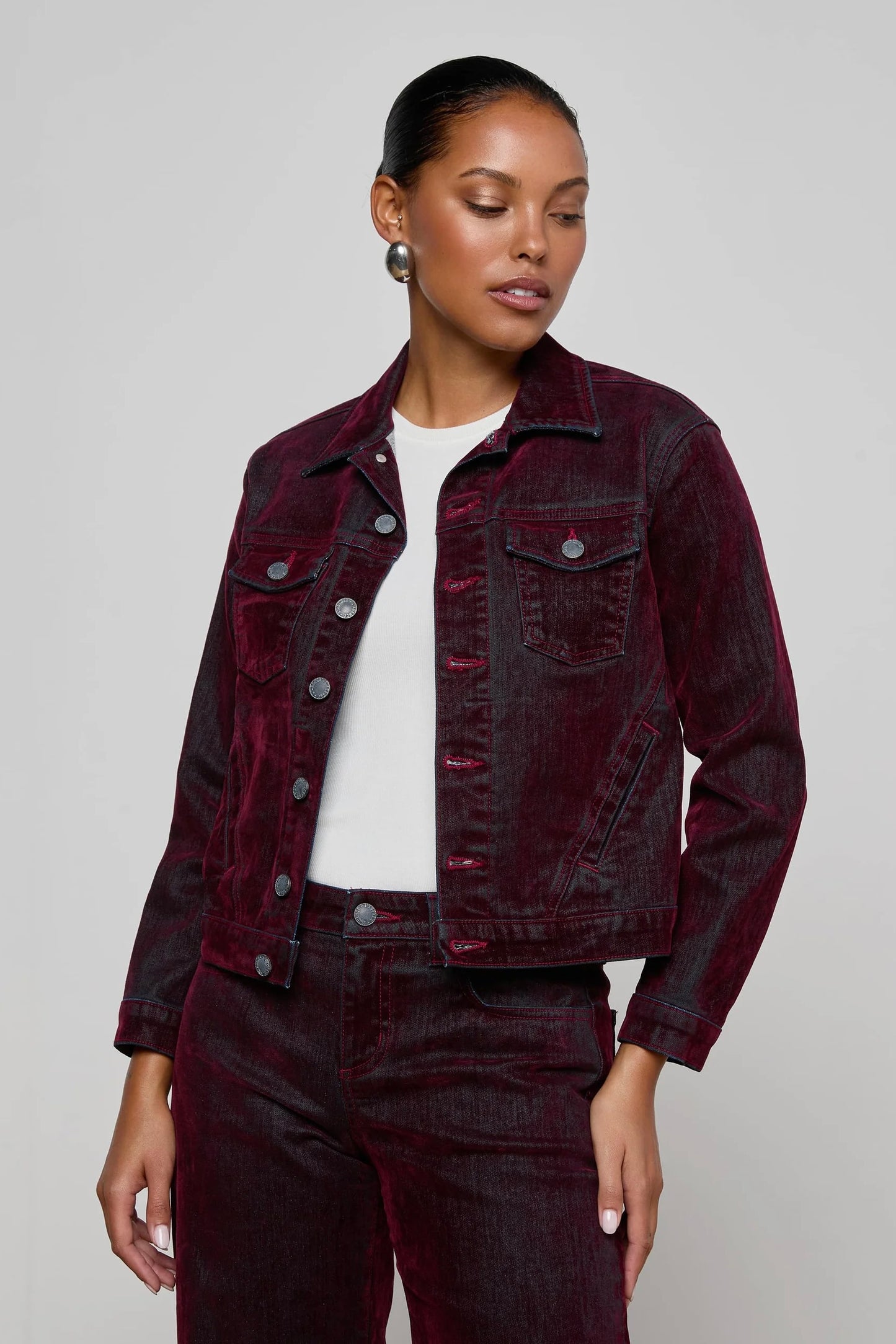 Maven Flocked Jean Jacket