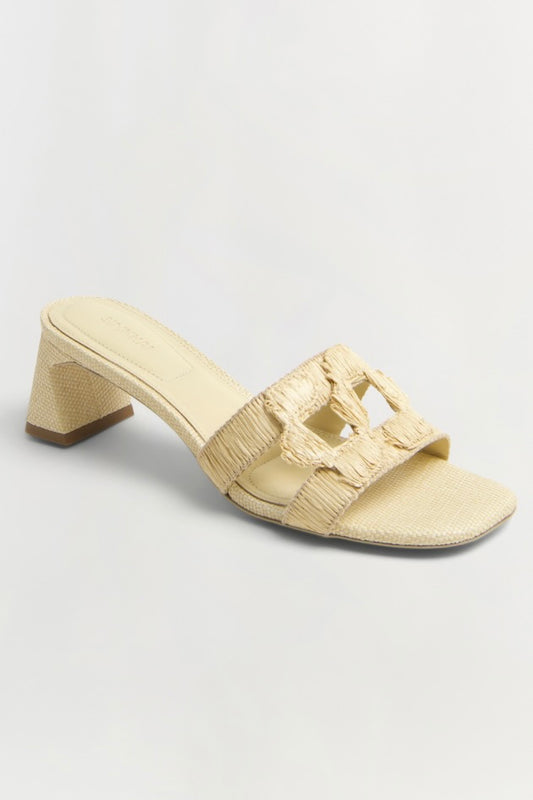 Simkhai Monogram Raffia Block Heel