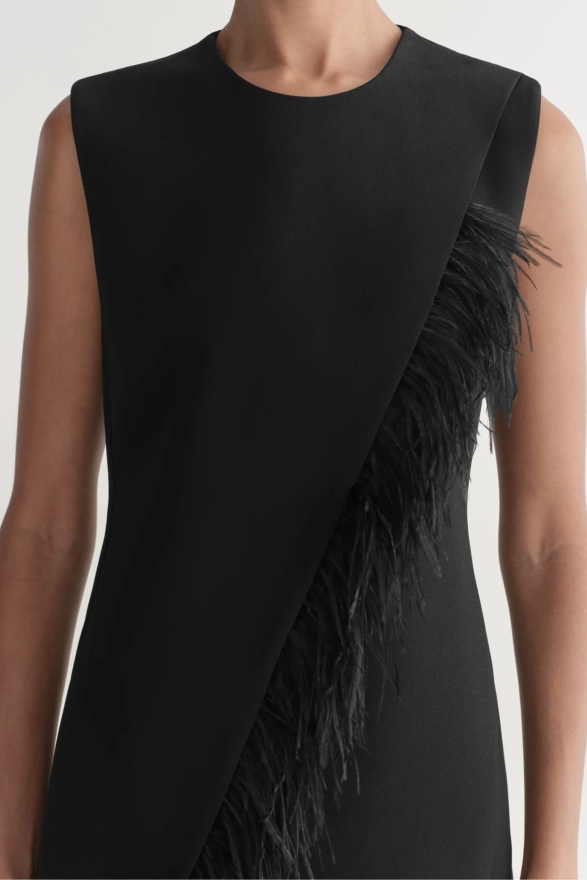 Beck Feather Trimmed Mini Dress