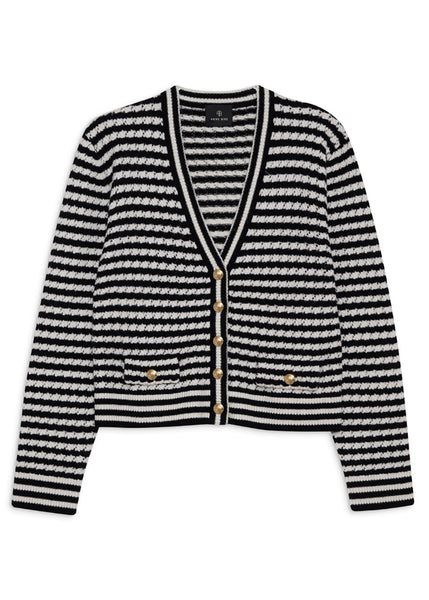 ANINE BING - Gwen Cardigan - Black and Ivory Stripe