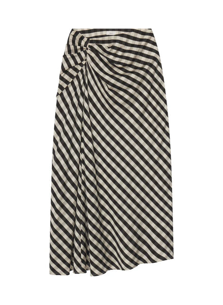 A.L.C. - Jean Gingham Midi Skirt - Black/Tan