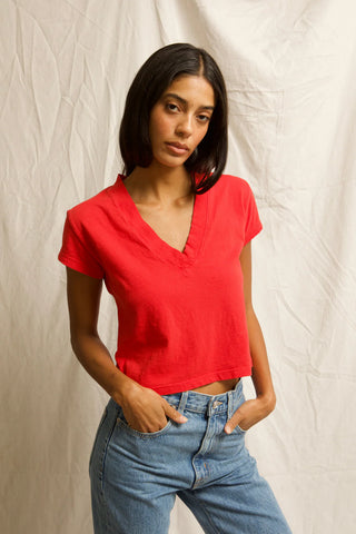 Perfect White Tee - Alanis Tee - Poppy Red