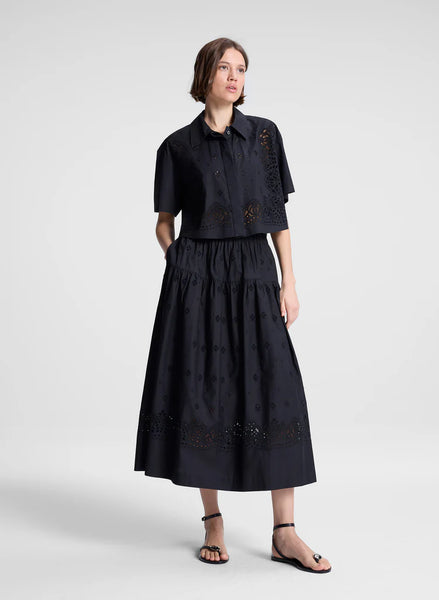 A.L.C. - Jade Embroidered Cotton Top - Black