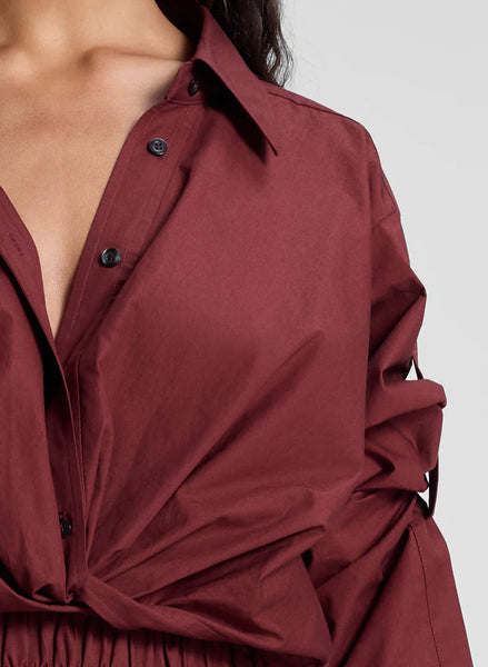 A.L.C. - Leo Cropped Cotton Shirt - Dark Basco