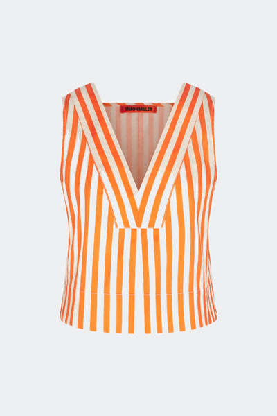 SIMONMILLER - Arro Sleeveless Poplin Top - Coral Cabana Stripe