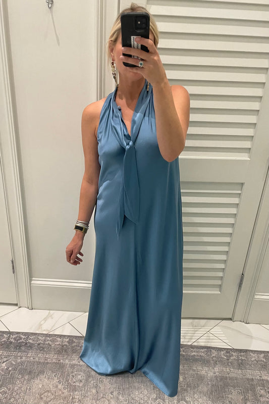 Silk Satin Bow Tie Dress