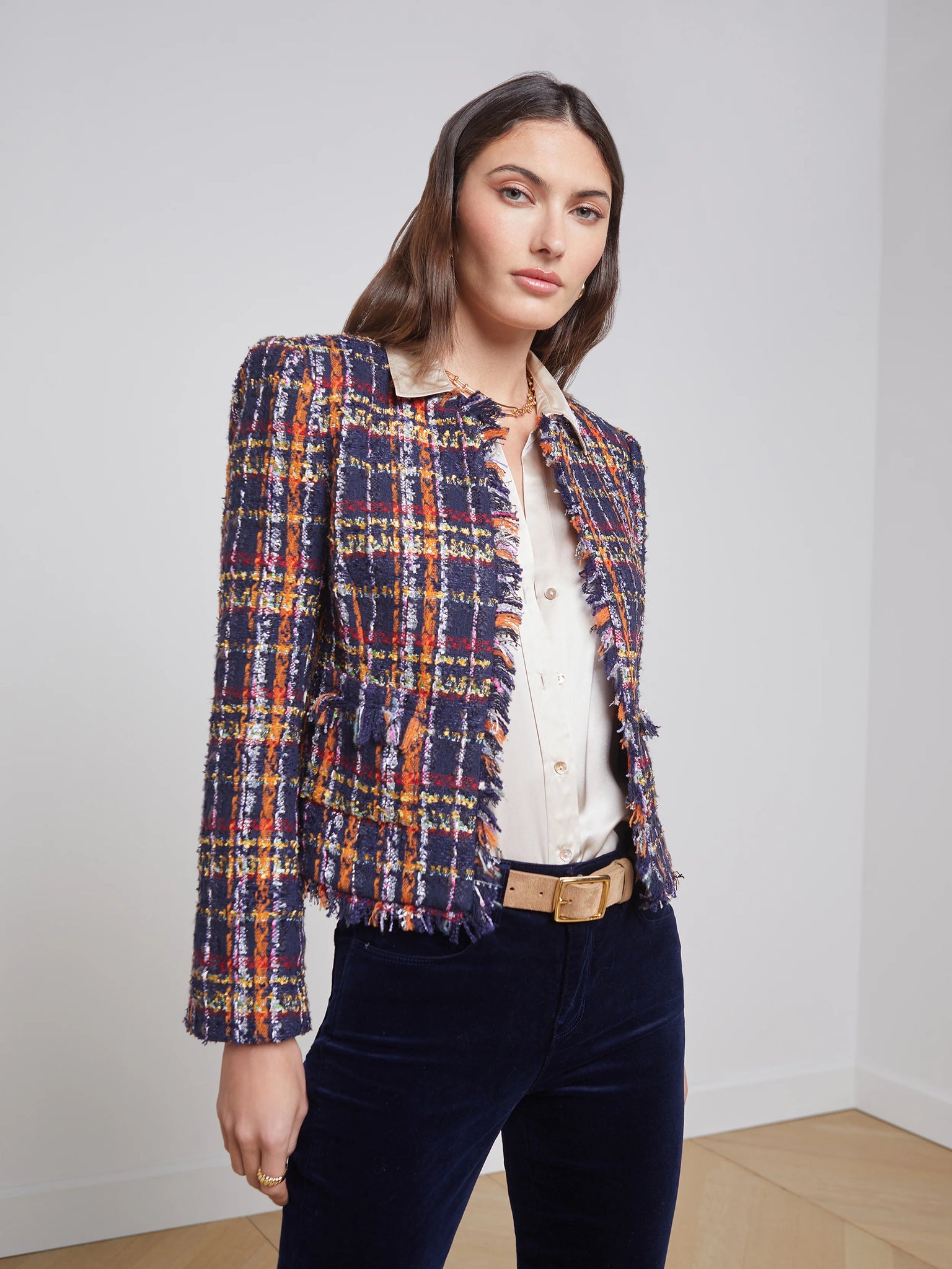 L'Agence - Angelina Tweed Blazer - Midnight Multi Tweed