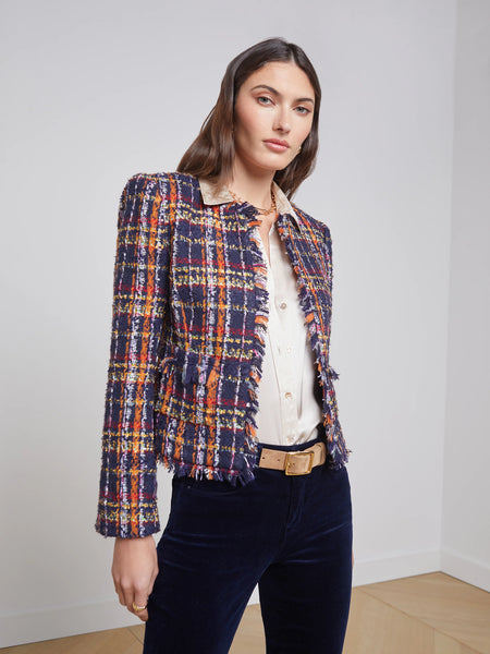 L'Agence - Angelina Tweed Blazer - Midnight Multi Tweed