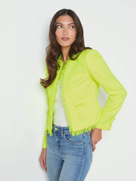 L'AGENCE - Angelina Tweed Jacket - Neon Citrus