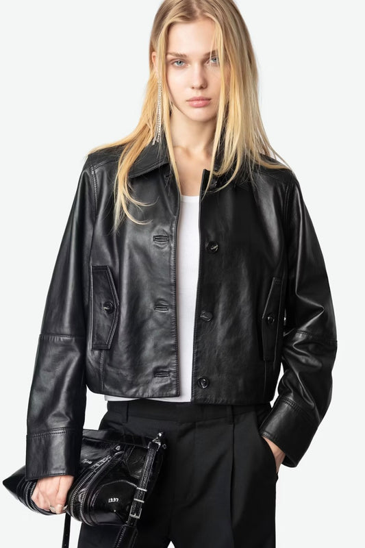 Liston Cropped Leather Jacket