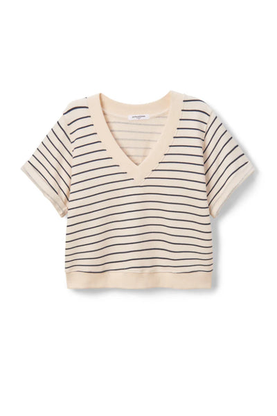 Perfect White Tee - Briggs French Terry Sweatshirt - Natural Night Stripe