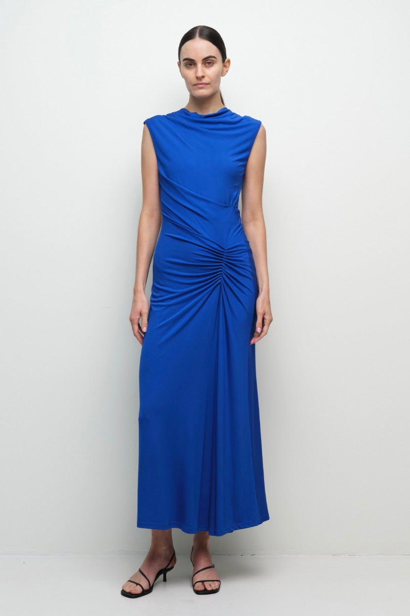 Acacia Draped Jersey Midi Dress - Royal Blue