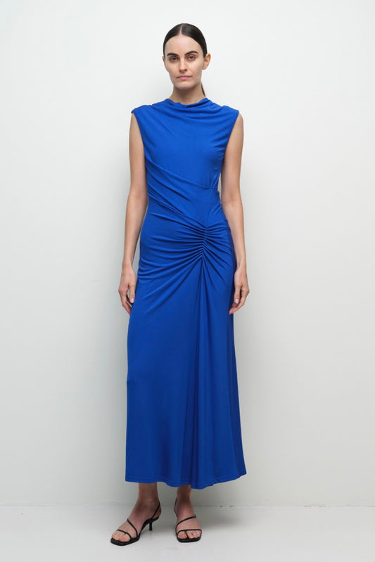 Acacia Draped Jersey Midi Dress - Royal Blue