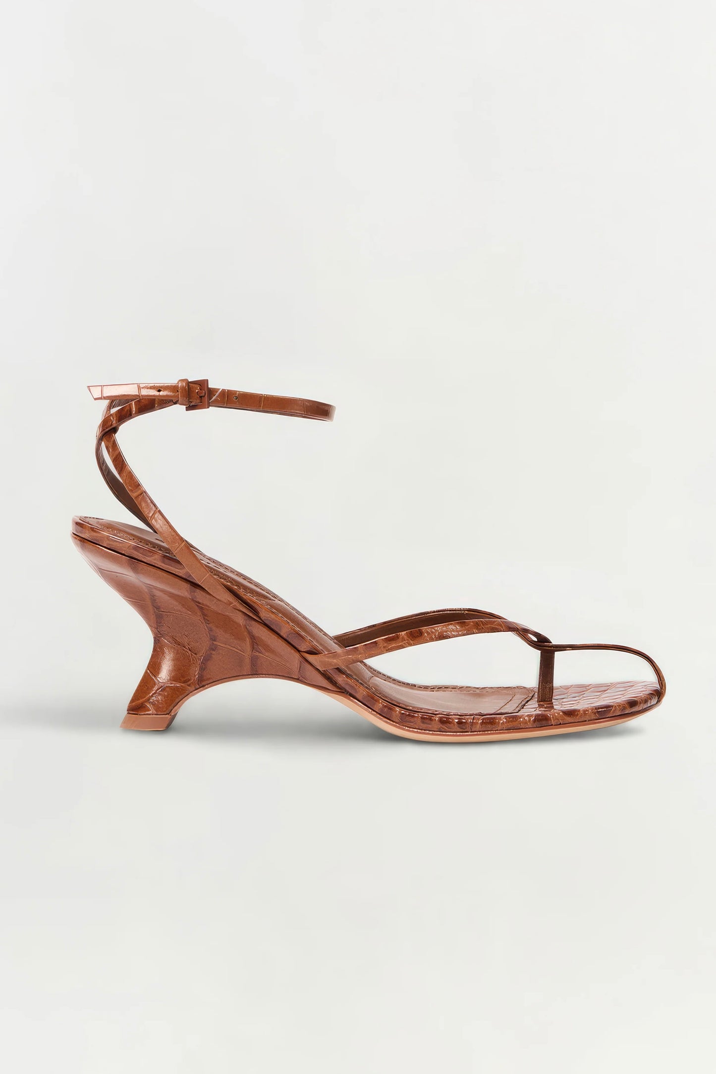 Kelsey Embossed Leather Strappy Wedge
