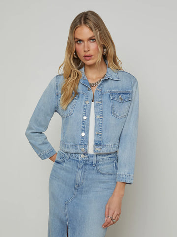 L'AGENCE - Koda Cropped Denim Jacket - Fontana