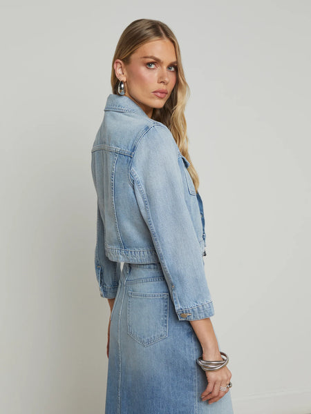 L'AGENCE - Koda Cropped Denim Jacket - Fontana