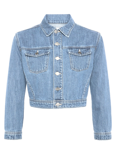 L'AGENCE - Koda Cropped Denim Jacket - Fontana