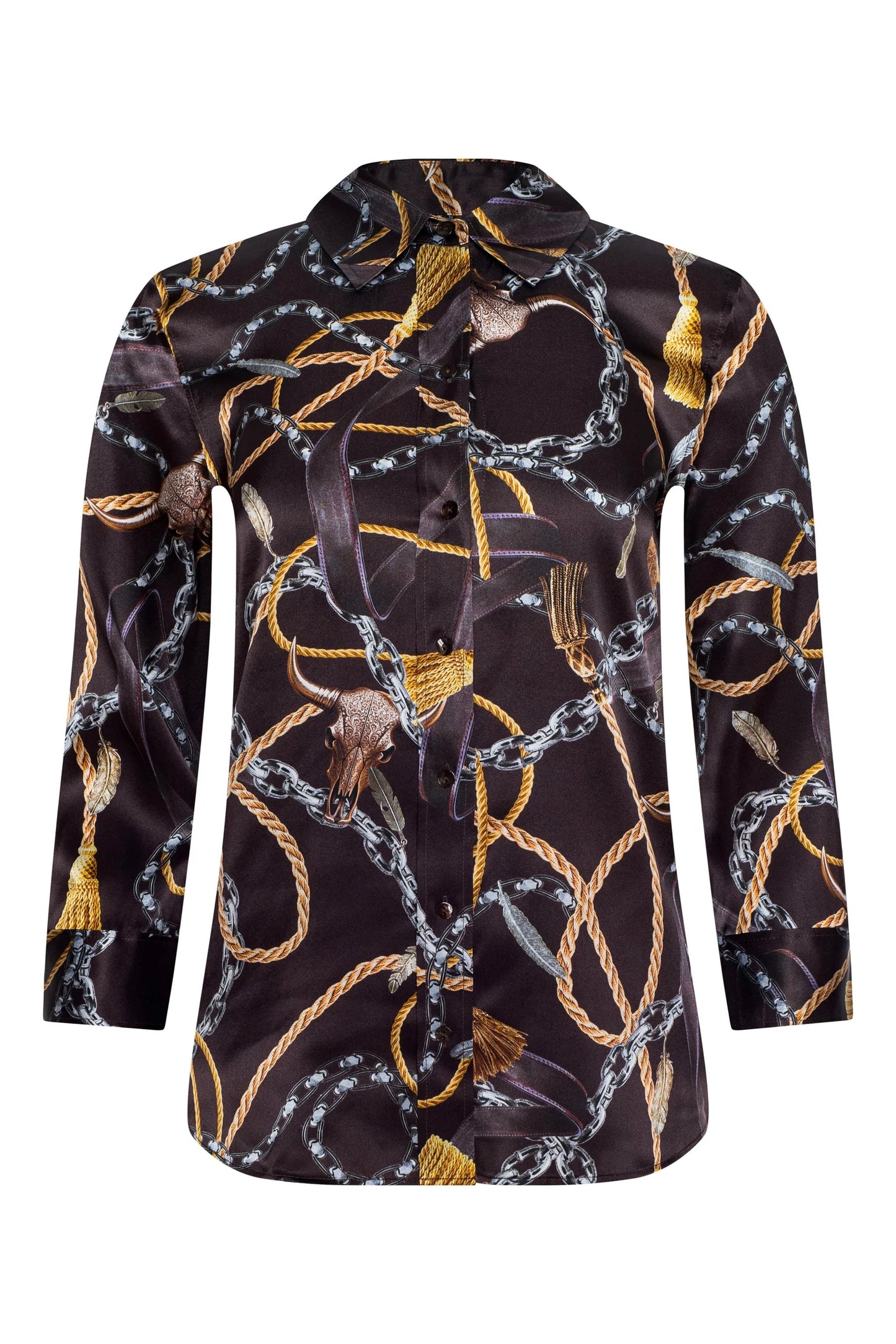 Dani Blouse - Western Chain Coffee Bean