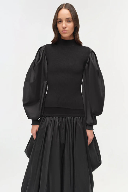 SIMKHAI - Jackie Taffeta Knit Top - Black