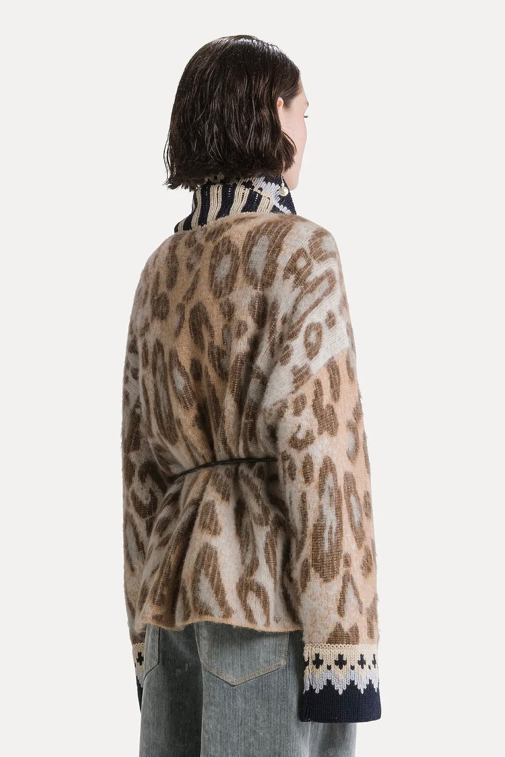 "the brit leopard" jacquard gauzed alpaca cardigan