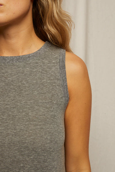 Perfect White Tee - Eva Slub Jersey Tank Dress - Heather Grey