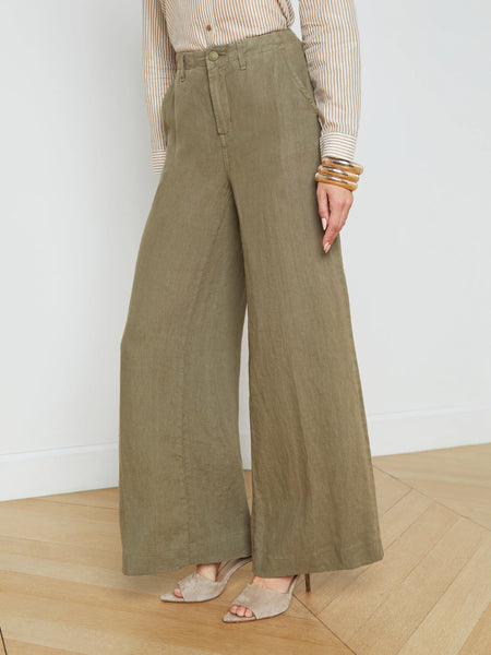 L'AGENCE - Brie Linen Pant - Covert Green