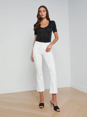 L'AGENCE - Mira Cropped Micro Boot Jean - Blanc