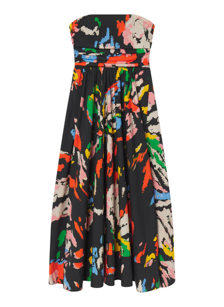 A.L.C. - Tate Strapless Printed Midi Dress - Black Multi