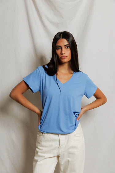 Hendrix Boxy Tee - Pacific Blue