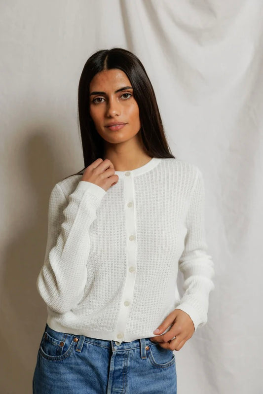 Ada Pointelle Button Down Sweater