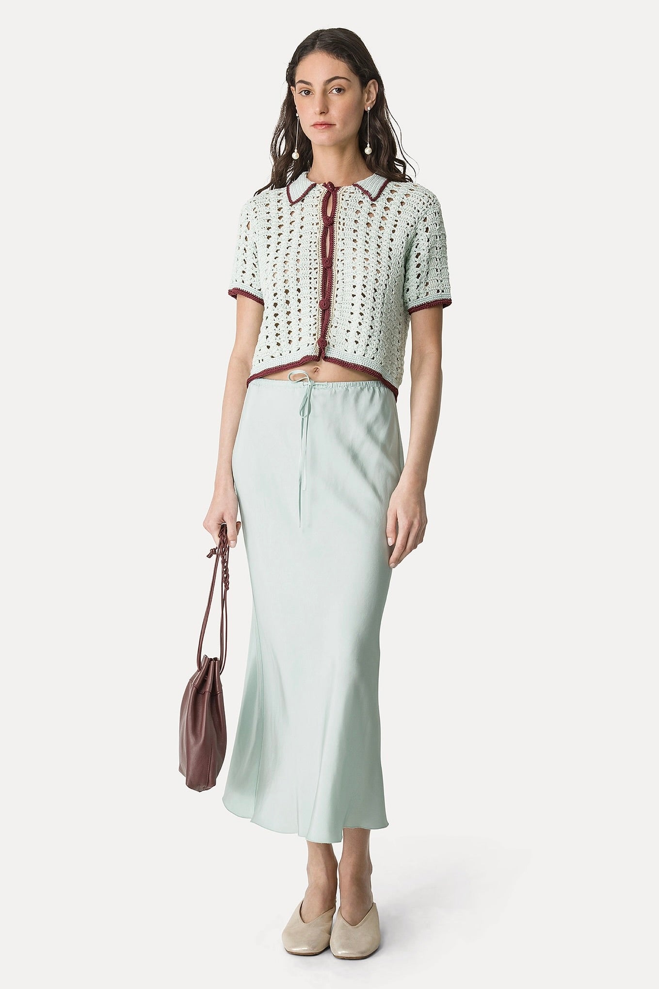 twill viscose midi skirt