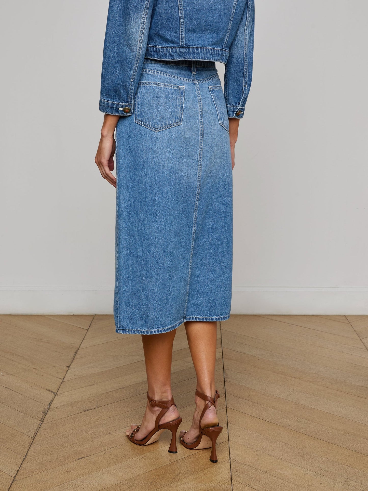 L'AGENCE Kathleen Denim Midi Skirt - Bandera