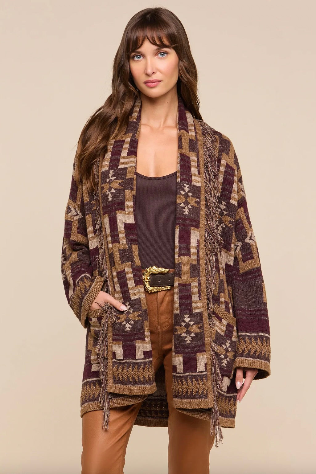 Jair Jacquard Fringe Cardigan