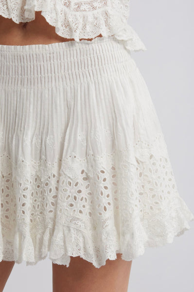 LoveShackFancy - Moira Embroidered Eyelet Cotton Skirt - Off White